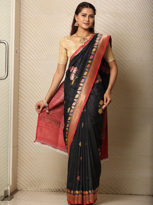 Hand painted banarasi tusson georgette saree