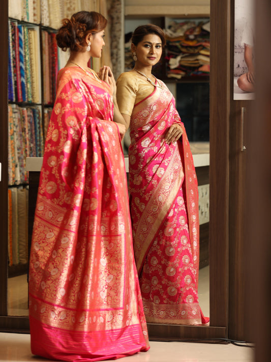 Banarasi silk in silven gold weaving saree